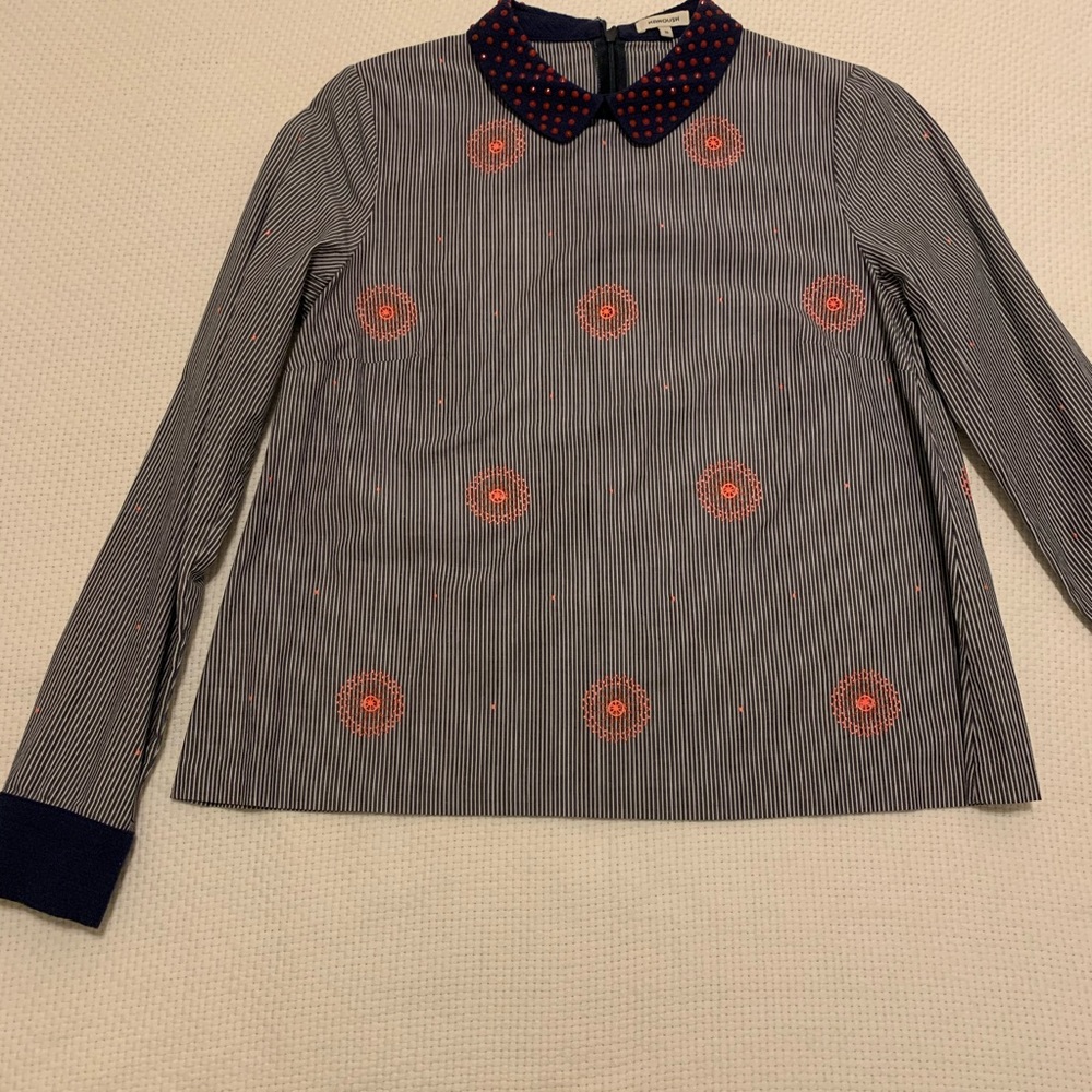 Manoush Peter Pan Collar Striped Blouse